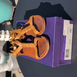 Ralph Lauren Nerissa Tan Leather Sandals 6